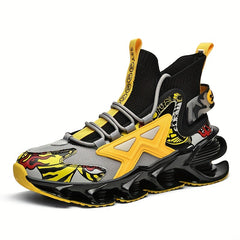 Men's Graffiti Print Lace-up High Top Blade Sneakers