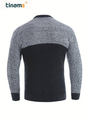 Men's Knitted Cable Sweater Casual High Stretch Crew Neck Pullover