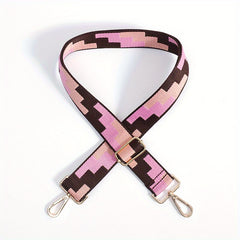 Colorblock Bag Strap Geometric Pattern Adjustable Travel Accessories