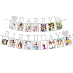 Sweet 16 Rose Golden Photo Banner w/ 16 Frames
