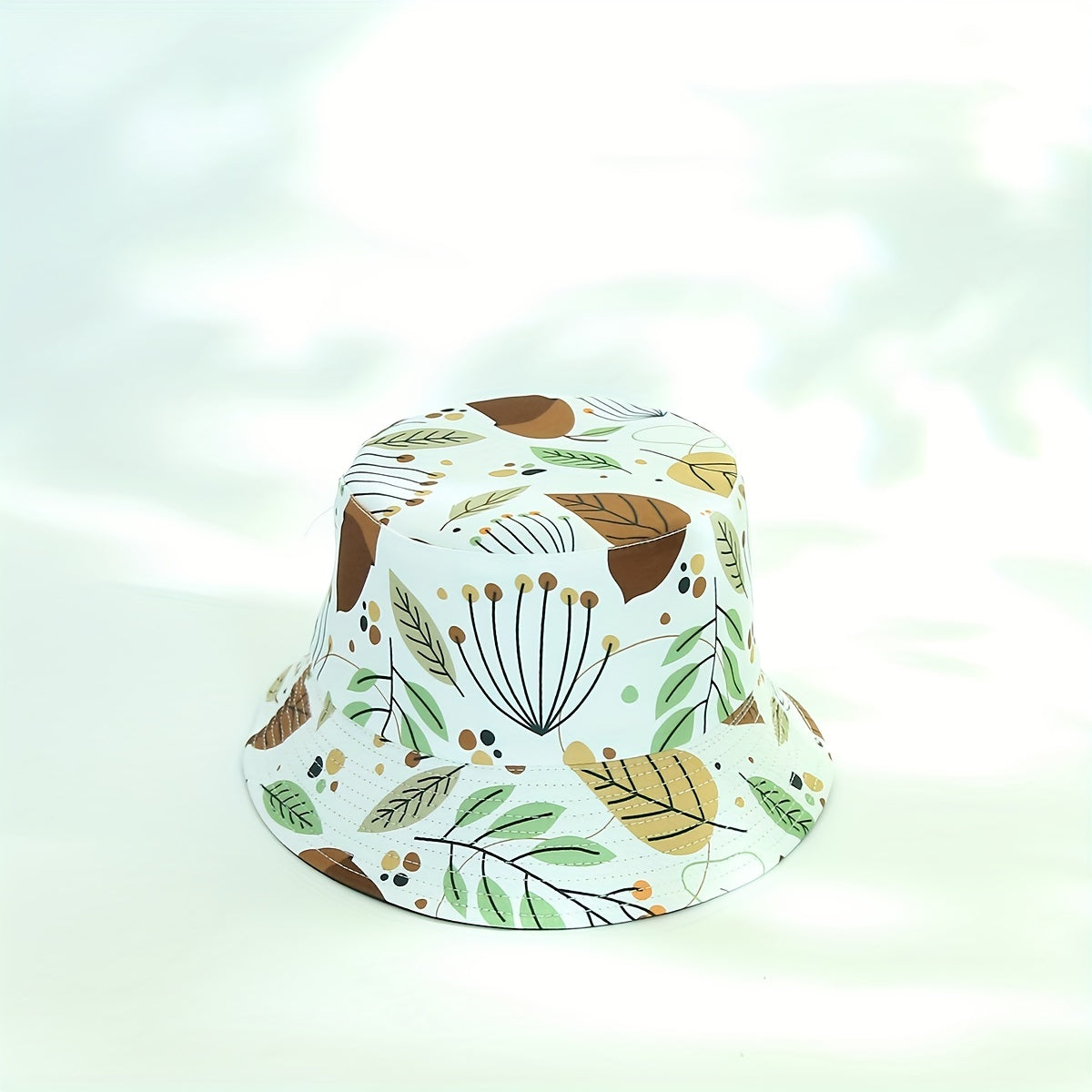 Plant Print Bucket Hat Lightweight Fisherman Cap for Women
