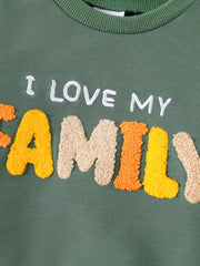 Baby Boy's I LOVE MY FAMILY Print Casual Set Kid's Pullover Top & Pants