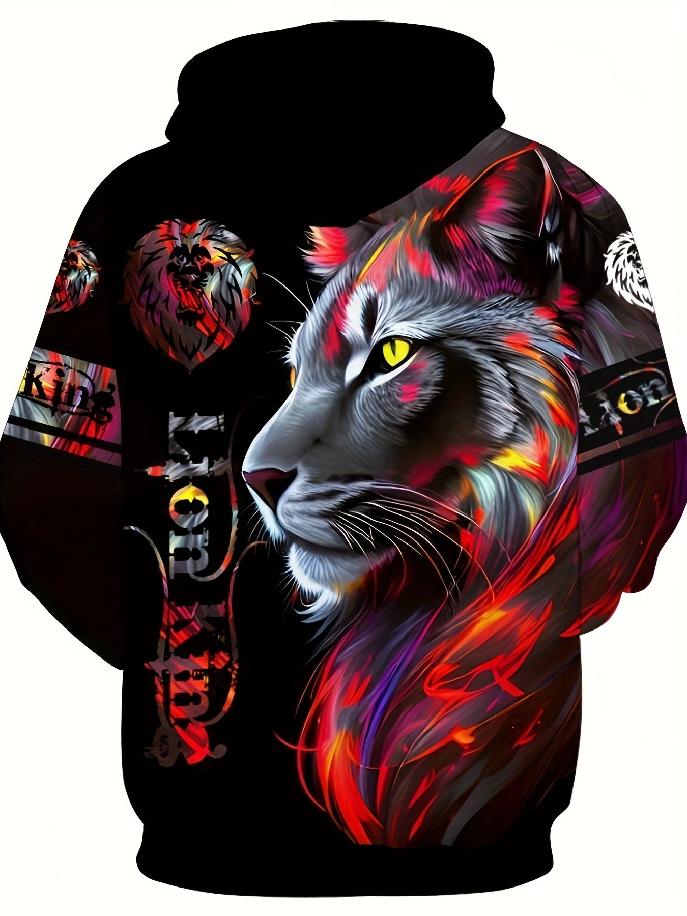 Lion 3D Print Men's Hoodie Kangaroo Pocket Graphic Pullover for Autumn Winter