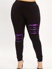 Colorblock Plaid Print High Rise Yoga Leggings