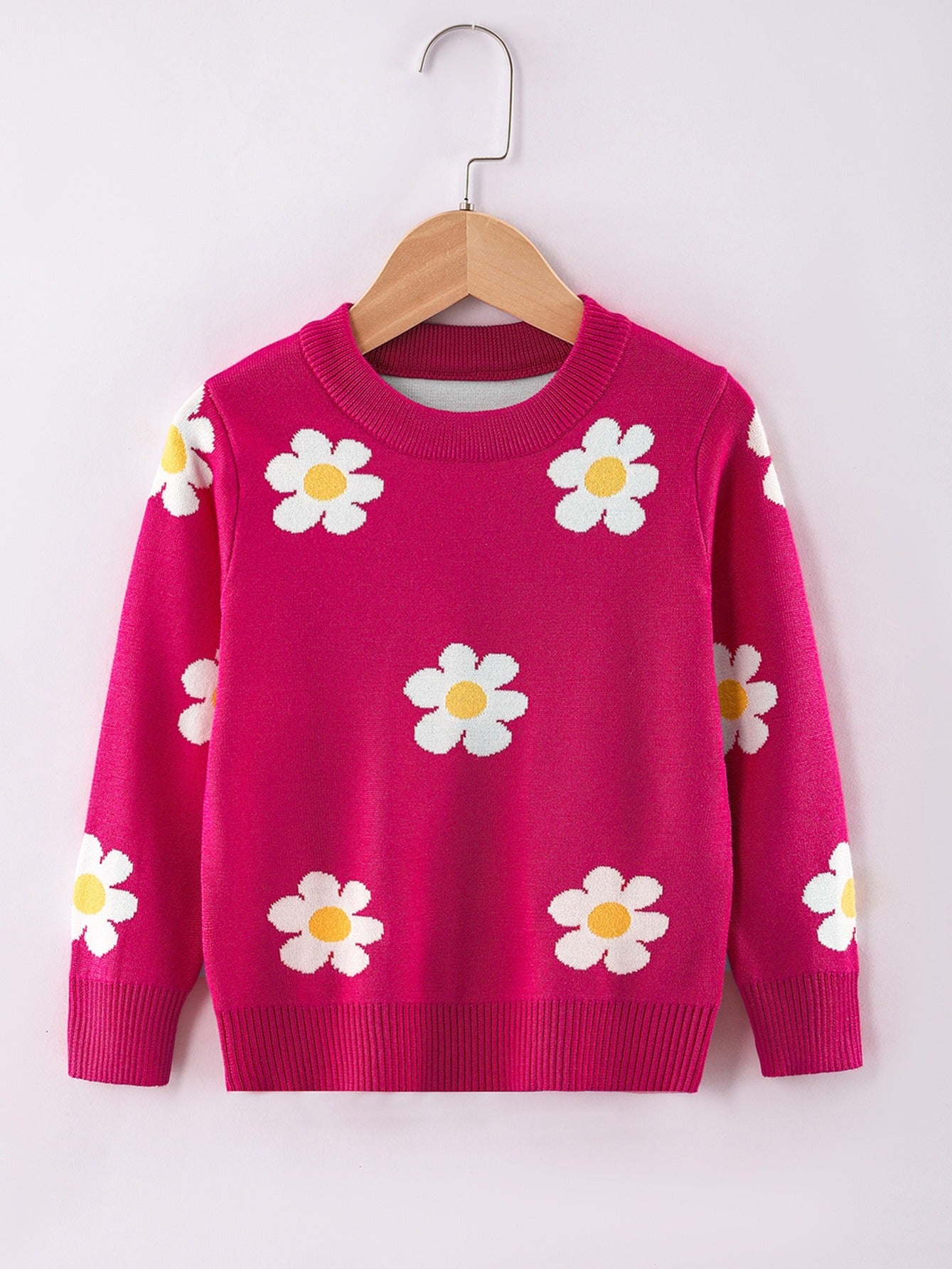 Girls Winter Sweater - Flower Pattern