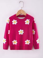 Girls Winter Sweater - Flower Pattern