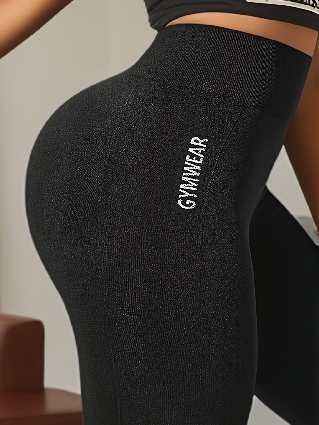 Letter Pattern Yoga Pants High Stretch Running Fitness Sports Leggings