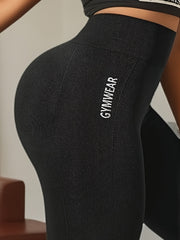 Letter Pattern Yoga Pants High Stretch Running Fitness Sports Leggings