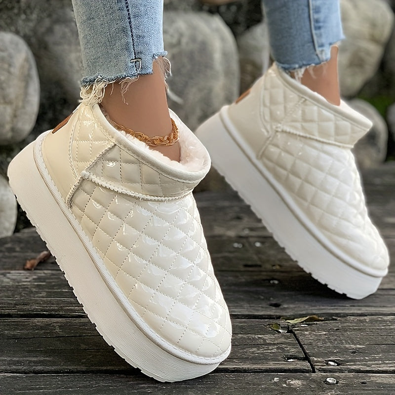 Women's Plush Lined Snow Boots Wear Resistance Non Slip Flat Shoes