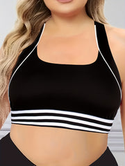 Women's Striped Cross Back Active Yoga Bra