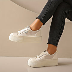 Women's Small Shoes Lace Up Platform Sneakers Lightweight & Versatile