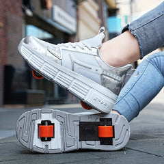 Boy's Roller Shoes Detachable Wheel Skate Sneakers For Kids