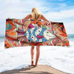 Colorful Fish Print Scarf Boho Shawl Large Sunscreen Wraps