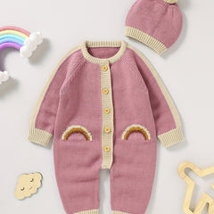 Baby Sweater Romper Set Newborn Knitted Jumpsuit With Hat