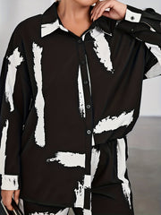 Brush Print Long Sleeve Shirt & Pants Set