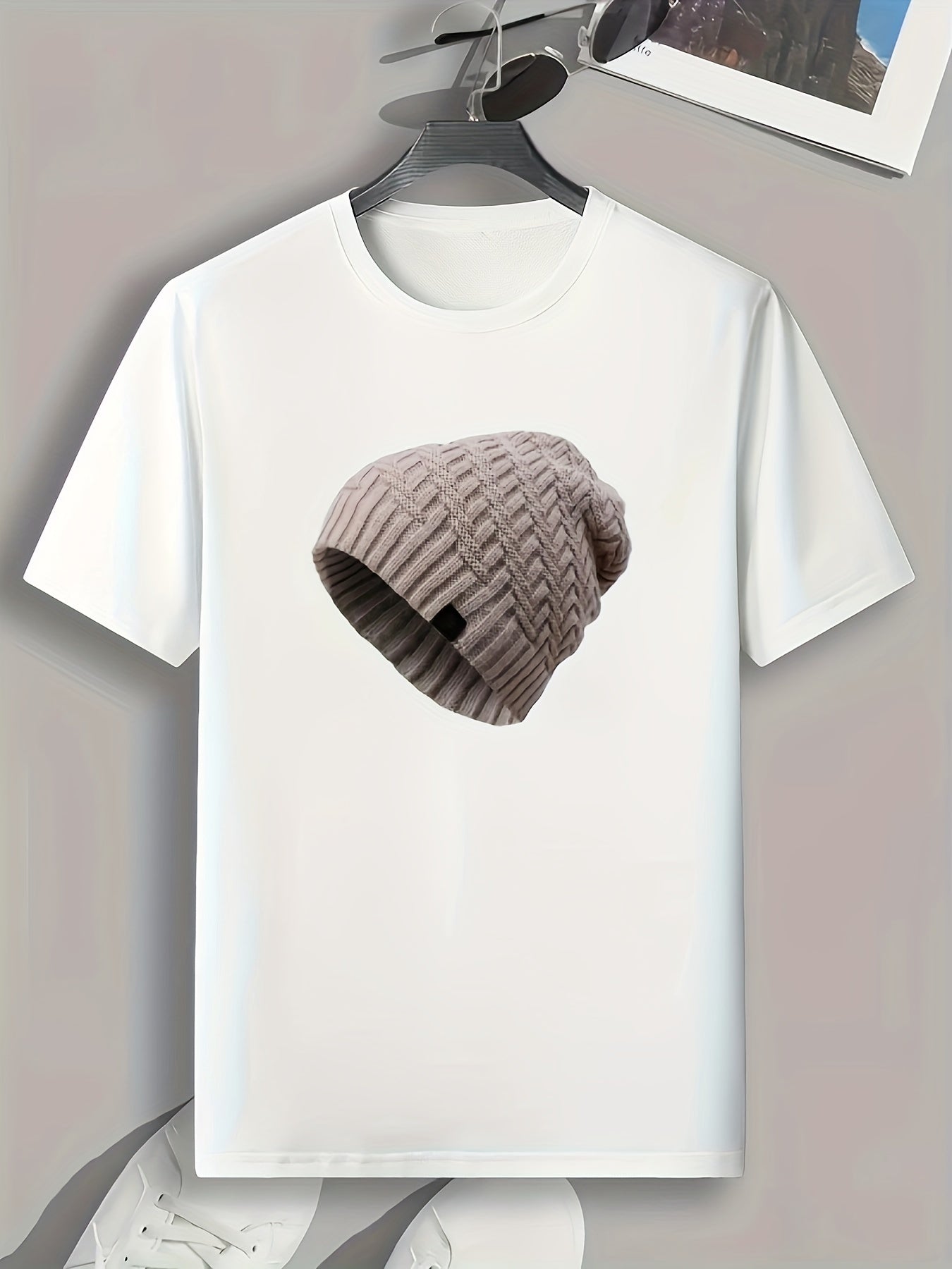 Men's Knitted Hat Pattern Print T-shirt