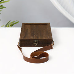 Wooden Writer Messenger Box Portable Satchel Storage Box