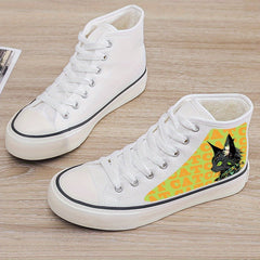 Cat Print Plush Lined Chunky Canvas Sneakers Fall Winter Warm Non Slip Shoes