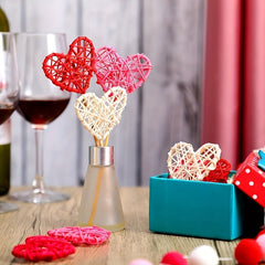 6pcs Heart Rattan Decorative Balls with Willow Sticks