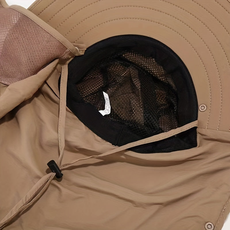 Mesh Bucket Hat with Neck Flap UV Protection