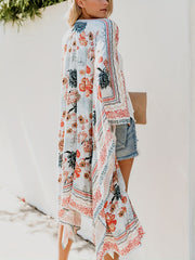 Floral Print Bat Sleeve Beachwear Cover Up