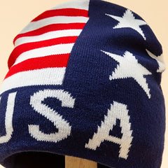 Independence Striped Star American Flag Knitted Jacquard Hat