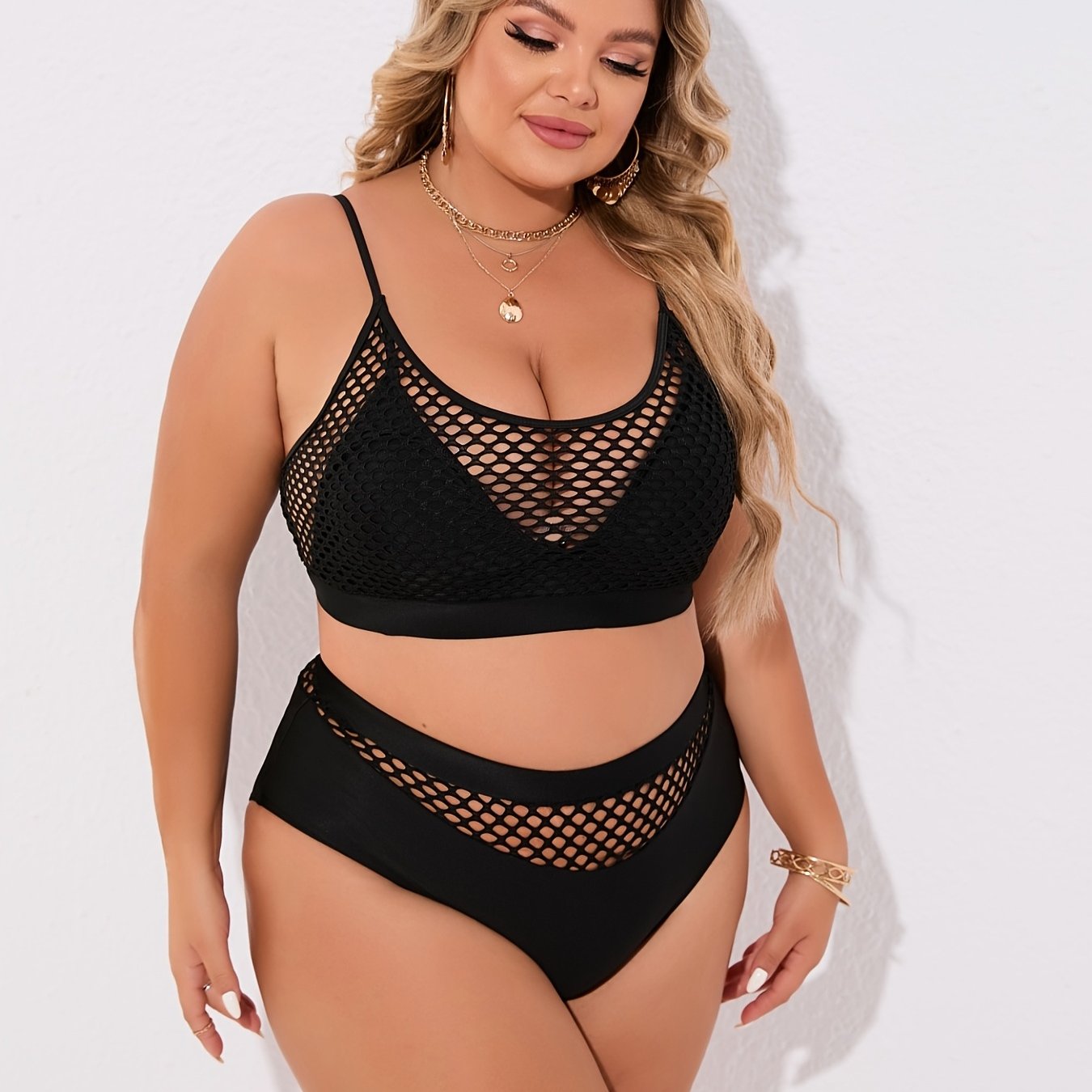 Fishnet Bikini Set High Stretch Two Piece Swimsuit
