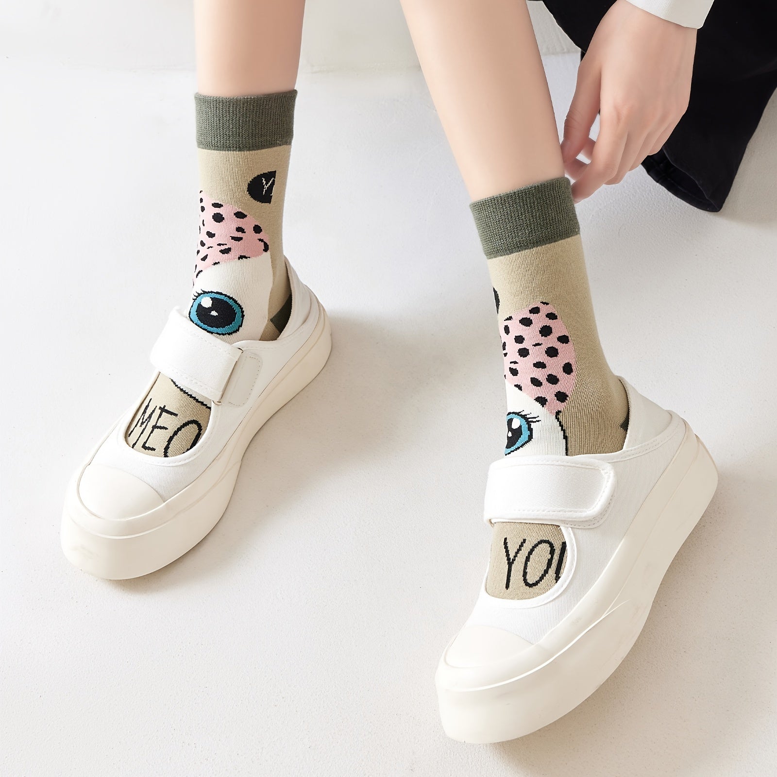 Funny Pattern Mid Tube Socks for Women