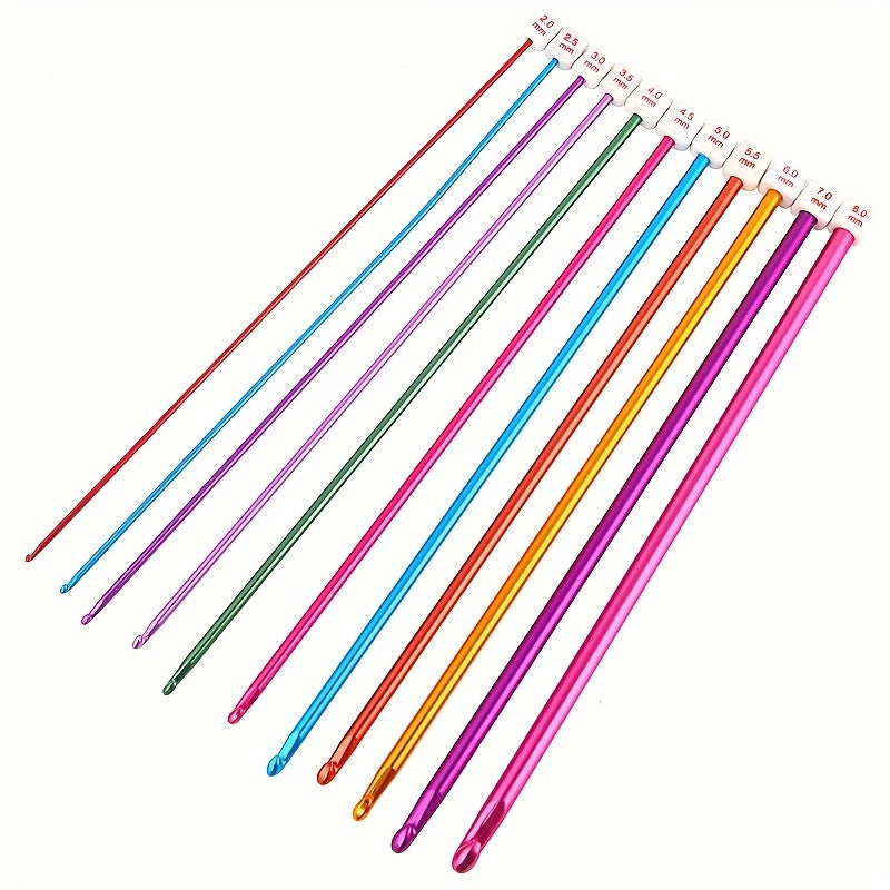 11pcs Colorful Aluminum Crochet Hooks Knitting Needles Set for Knitter