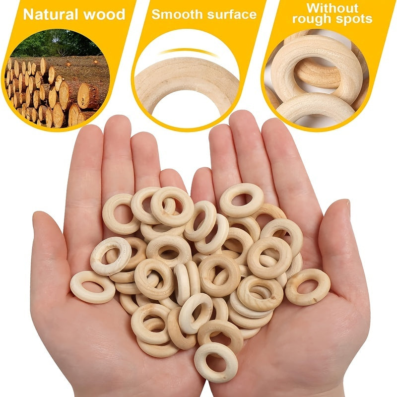 20pcs 1 Inch Wooden Craft Ring Natural Mini Wooden Rings DIY Connectors