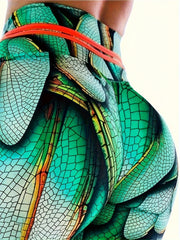 Animal Wings Print Yoga Pants High Waist Stretchy Running Slimming Sports Pants