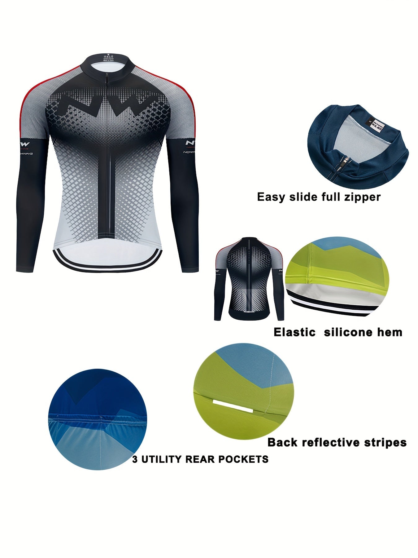 Geometric Pattern Men's Zip Up Cycling Jersey