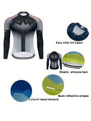 Geometric Pattern Men's Zip Up Cycling Jersey