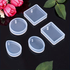5pcs Resin Pendant Silicone Casting Mold Set for DIY Keychain Necklace Earrings