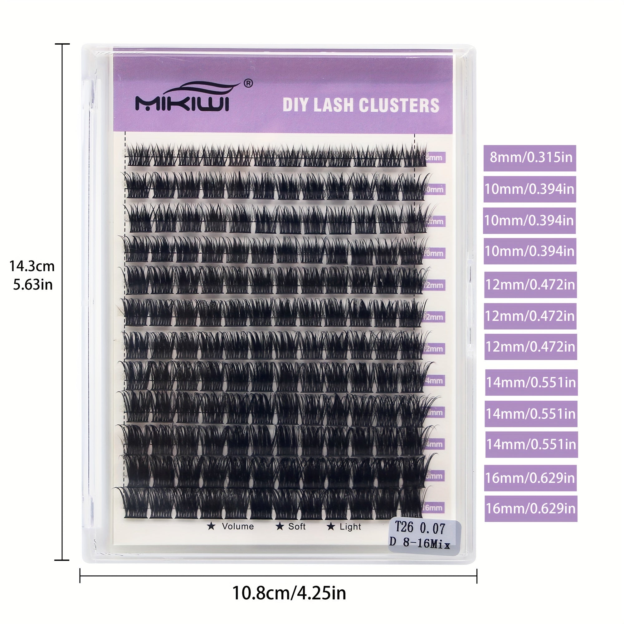 144Pcs D Curling False Eyelash Clusters DIY Extension 8-16mm Mixed Length