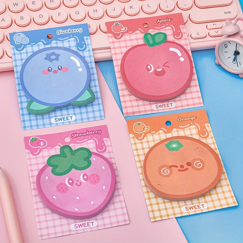 4pcs 120Sheets Cartoon Fruit Sticky Notes Tearable Memo Pad Set