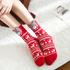 4 Pairs Christmas Cartoon Socks Women's Mid Tube Stockings