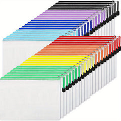 Set of 56 Mesh Zipper Bags for Organizing Puzzles & Office Supplies