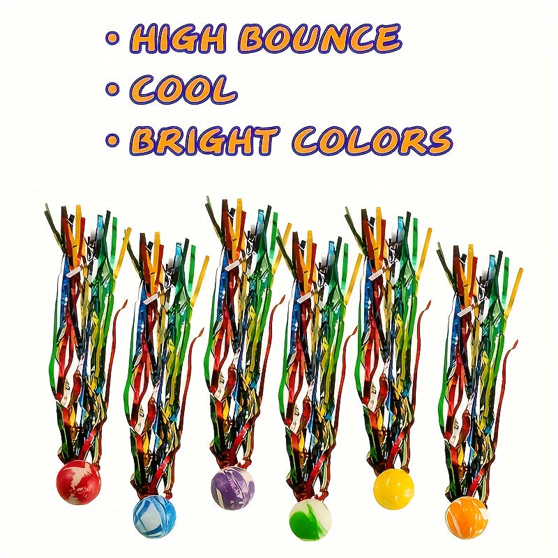 10pcs Colorful Bouncy Balls with Streamers High Bounce Fun