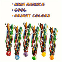 10pcs Colorful Bouncy Balls with Streamers High Bounce Fun