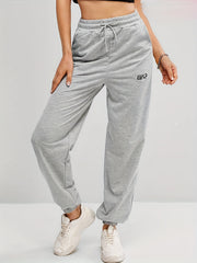 Letter Embroidered Jogger Sweatpants Casual Pocket Drawstring Pants