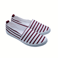 Women's Striped Flat Loafers Casual Slip On Walking Shoes