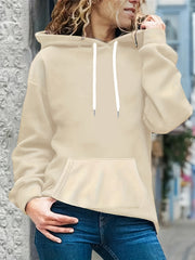 Solid Drawstring Loose Hoodie Casual Hooded Pocket Sweatshirt