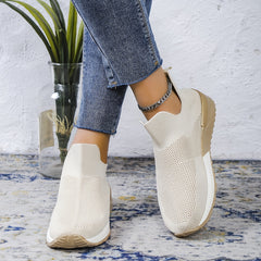Women's Slip On Flat Shoes Lightweight Low Top Leisure Knit Shoes