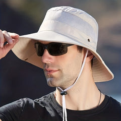 Summer Hollow Men's Windproof Bucket Hat Outdoor Sunshade Breathable Mesh