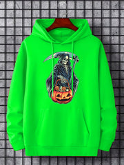 Men's Halloween Style Death Graphic Hoodie Casual Drawstring Sweatshirt