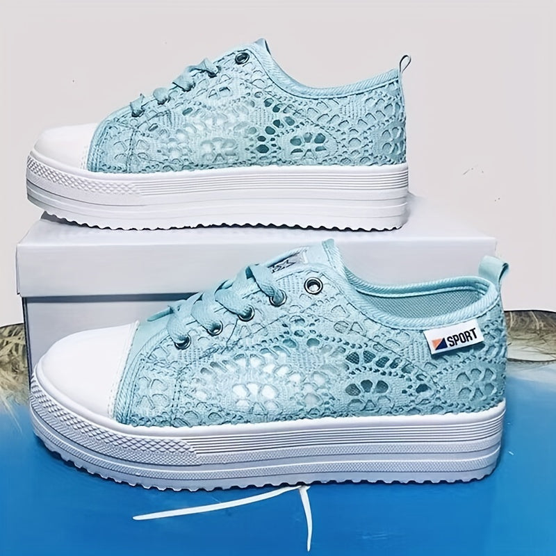 Women's Hollow Out Lace-Up Platform Walking Shoes
