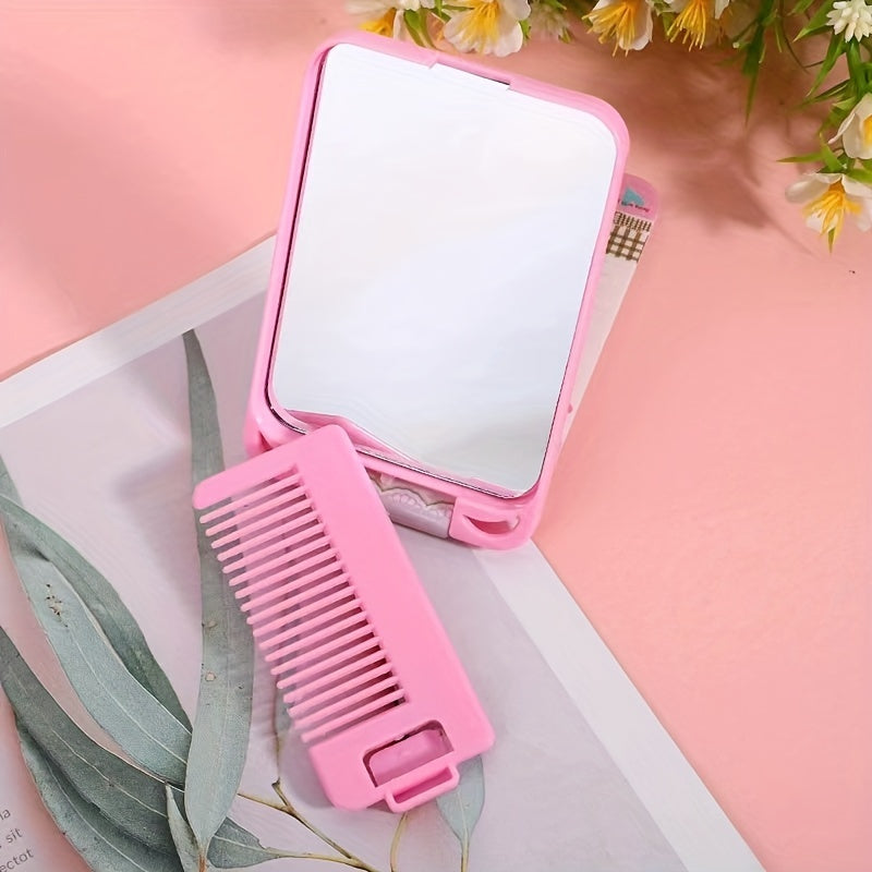 Mini Hair Brush With Mirror Folding Pocket Hair Brush Mini Comb