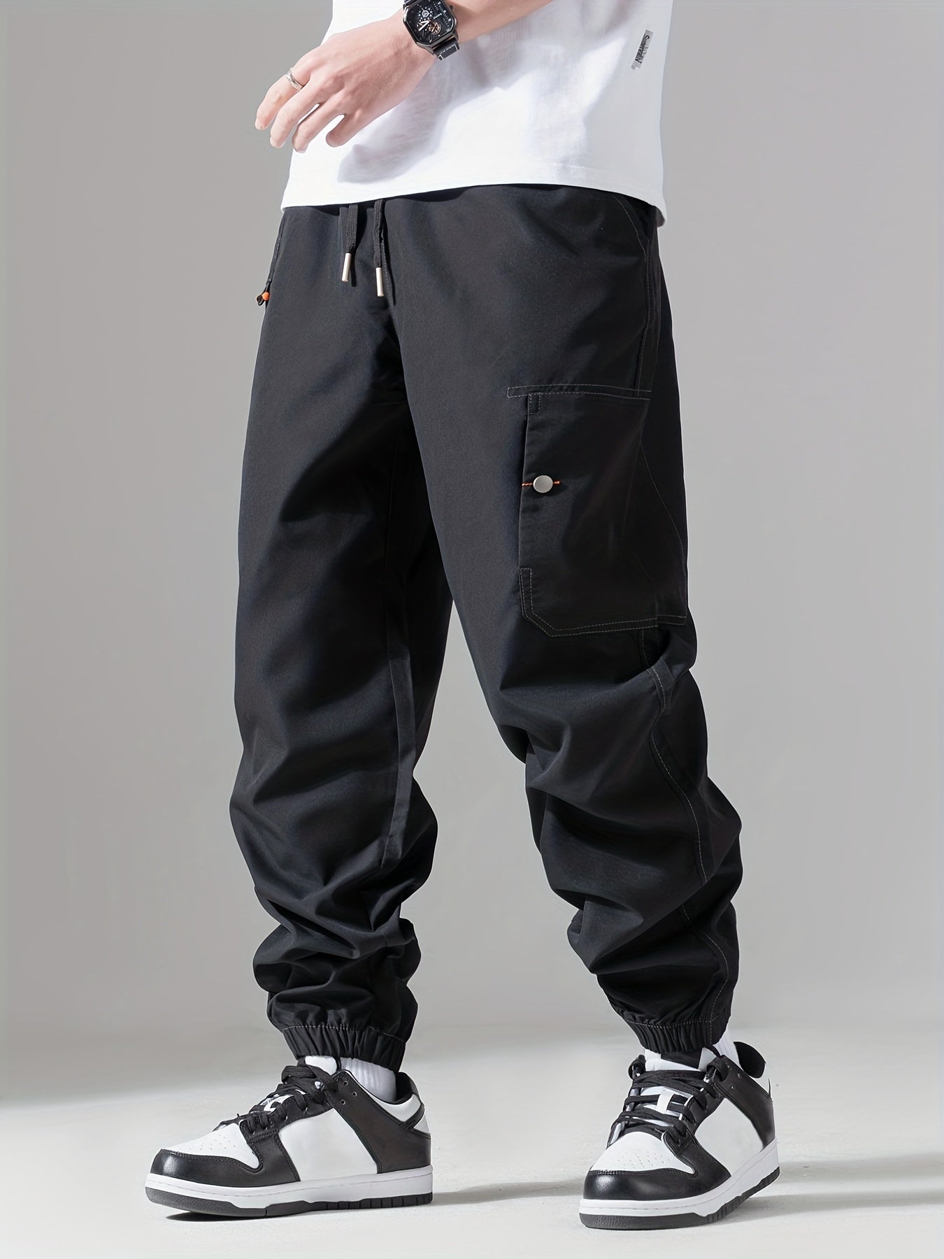 Men's Casual Sports Cargo Pants with Drawstrings and Pockets