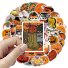 50pcs Halloween Pumpkin Stickers Water Bottle Laptop Envelopes Party Supplies